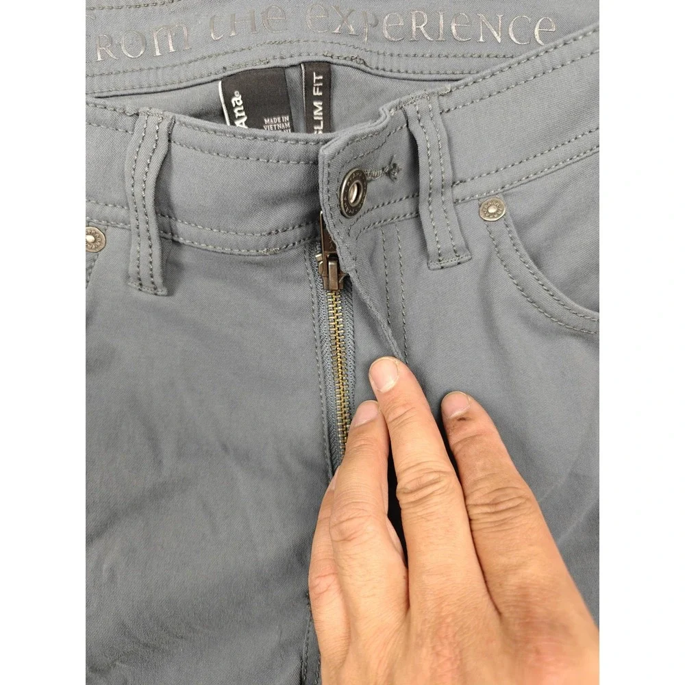 Prana Pants Mens 30x31 Gray Slim Fit Canvas Chino 5 Pocket Casual Travel